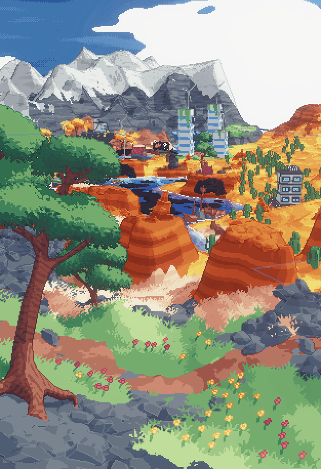 A perspective view of the world of Spilled!. It&#39;s never used in game, but it still looks neat.